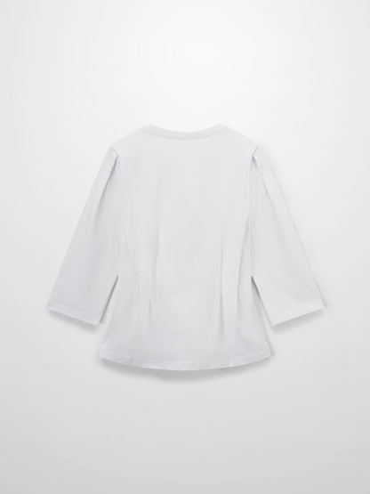 Pleat Seam T-shirt-White