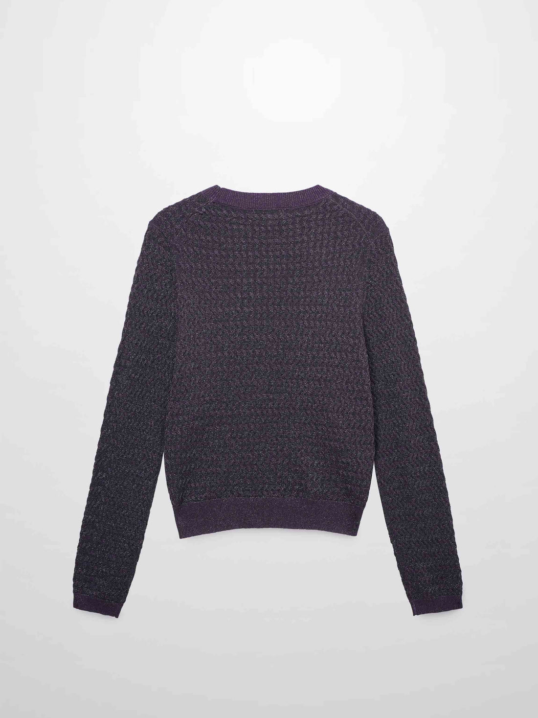 Textured Lurex Crew Sweater-Wine