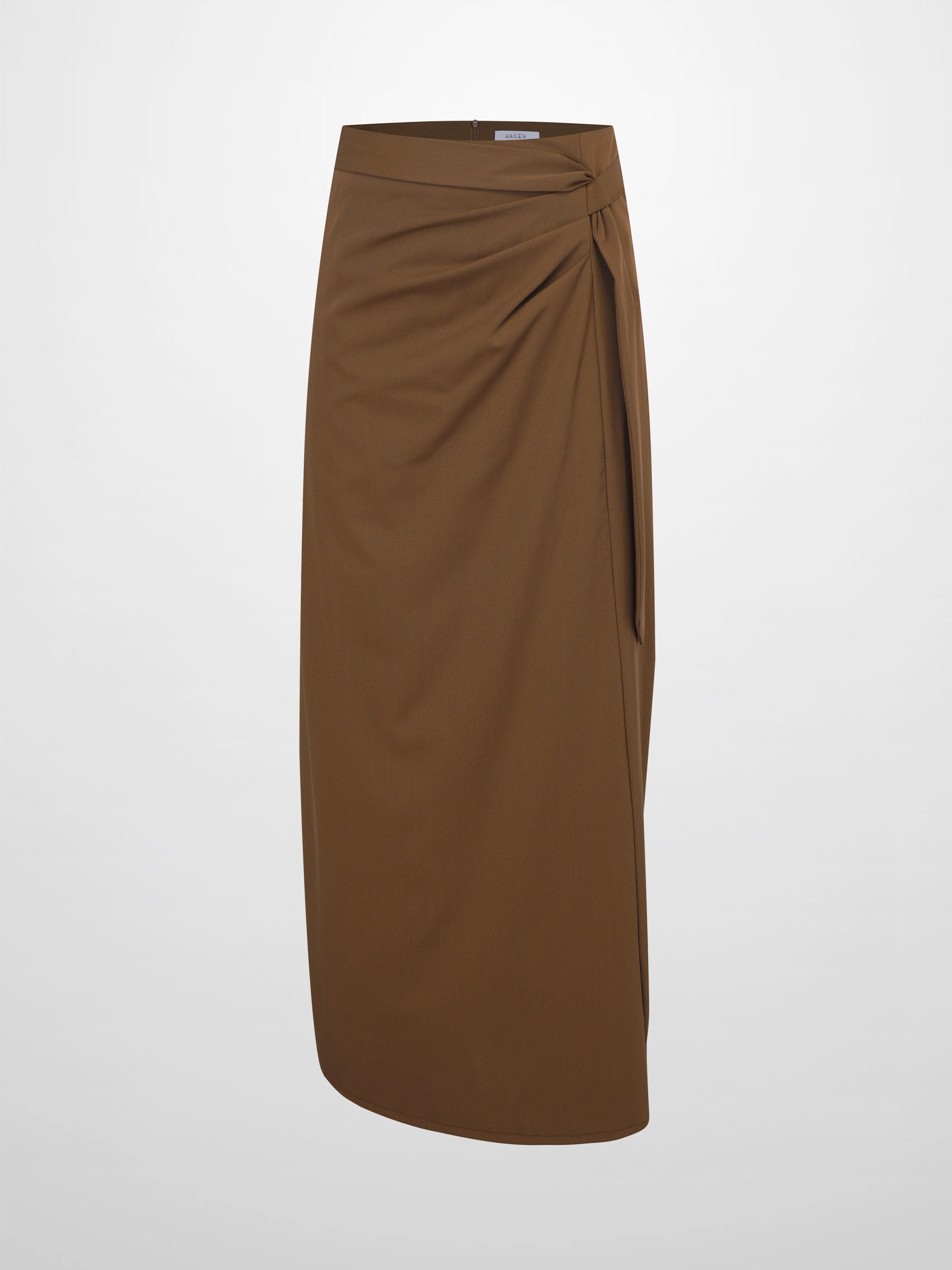 Side Loop Straight Maxi Skirt-Brown