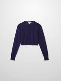 Trim Detail Crew Crop Cardigan-Navy