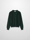 Wool Blend Collared Cardigan-Green