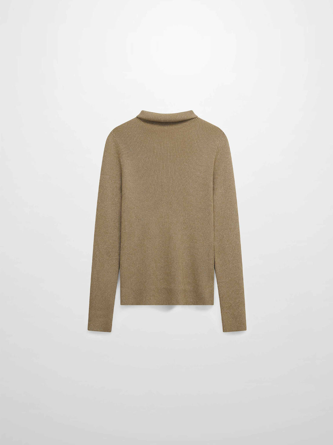Lurex Ribbed Knit Turtleneck-Mocha Mousse