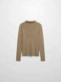 Lurex Ribbed Knit Turtleneck-Mocha Mousse