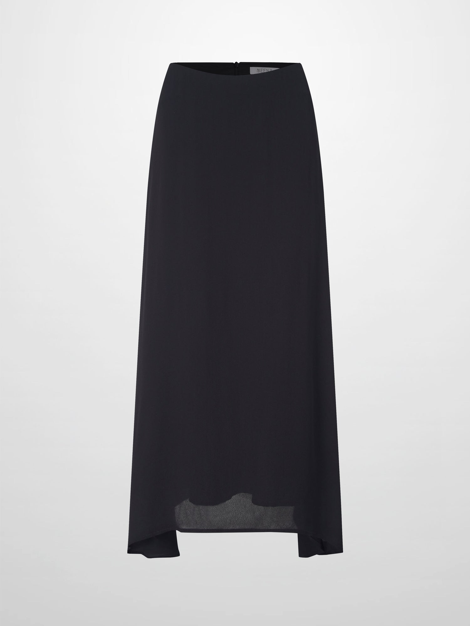 Curved Hem Maxi Skirt-Black