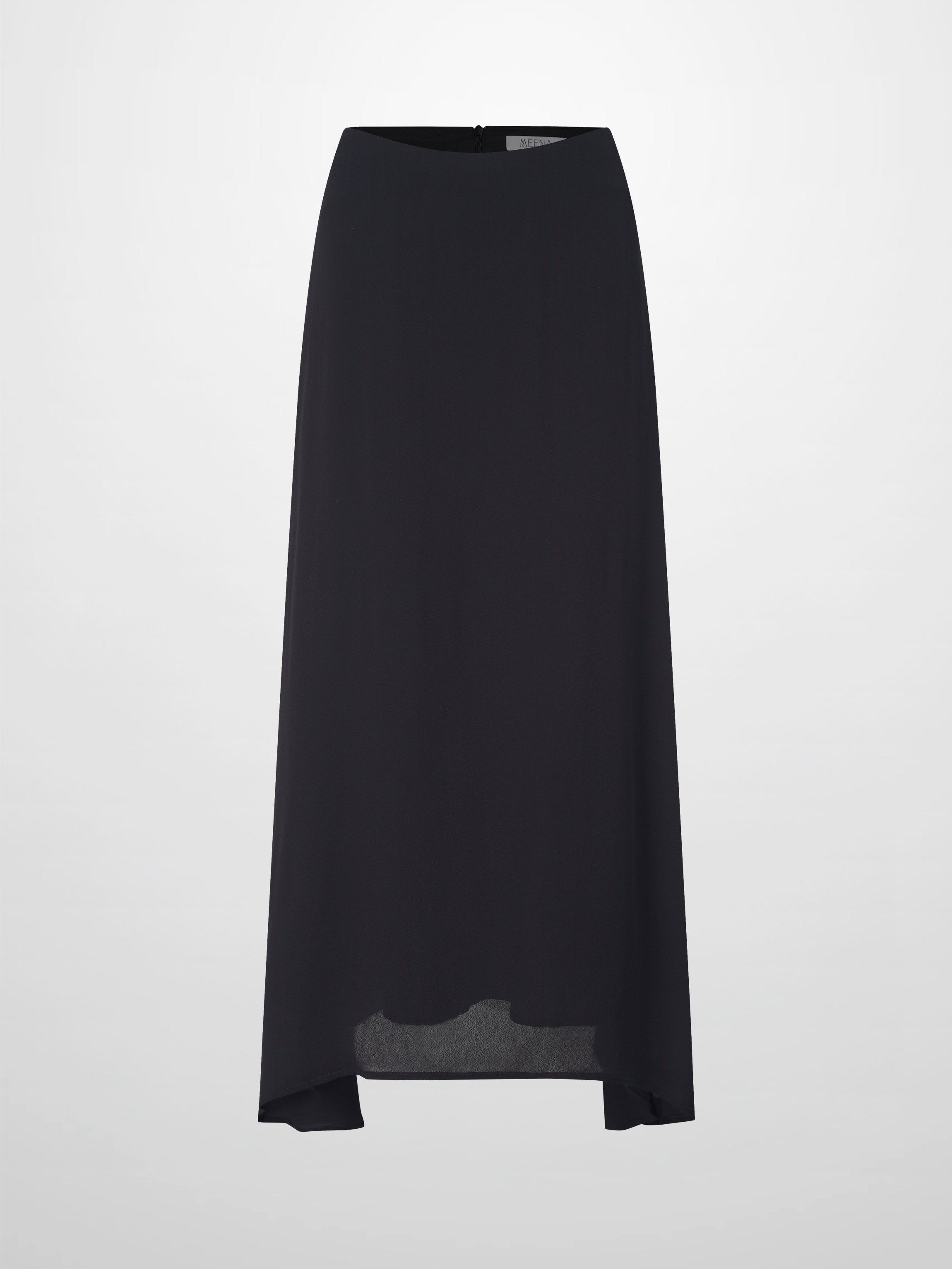 Curved Hem Maxi Skirt-Black