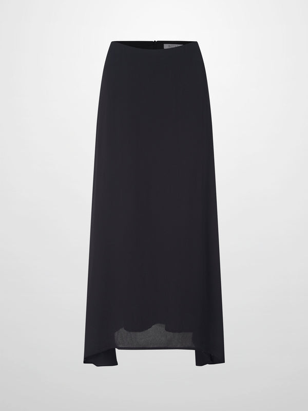 Curved Hem Maxi Skirt-Black