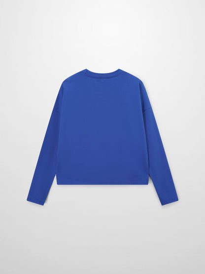 Cropped Boxy Tee-Cobalt