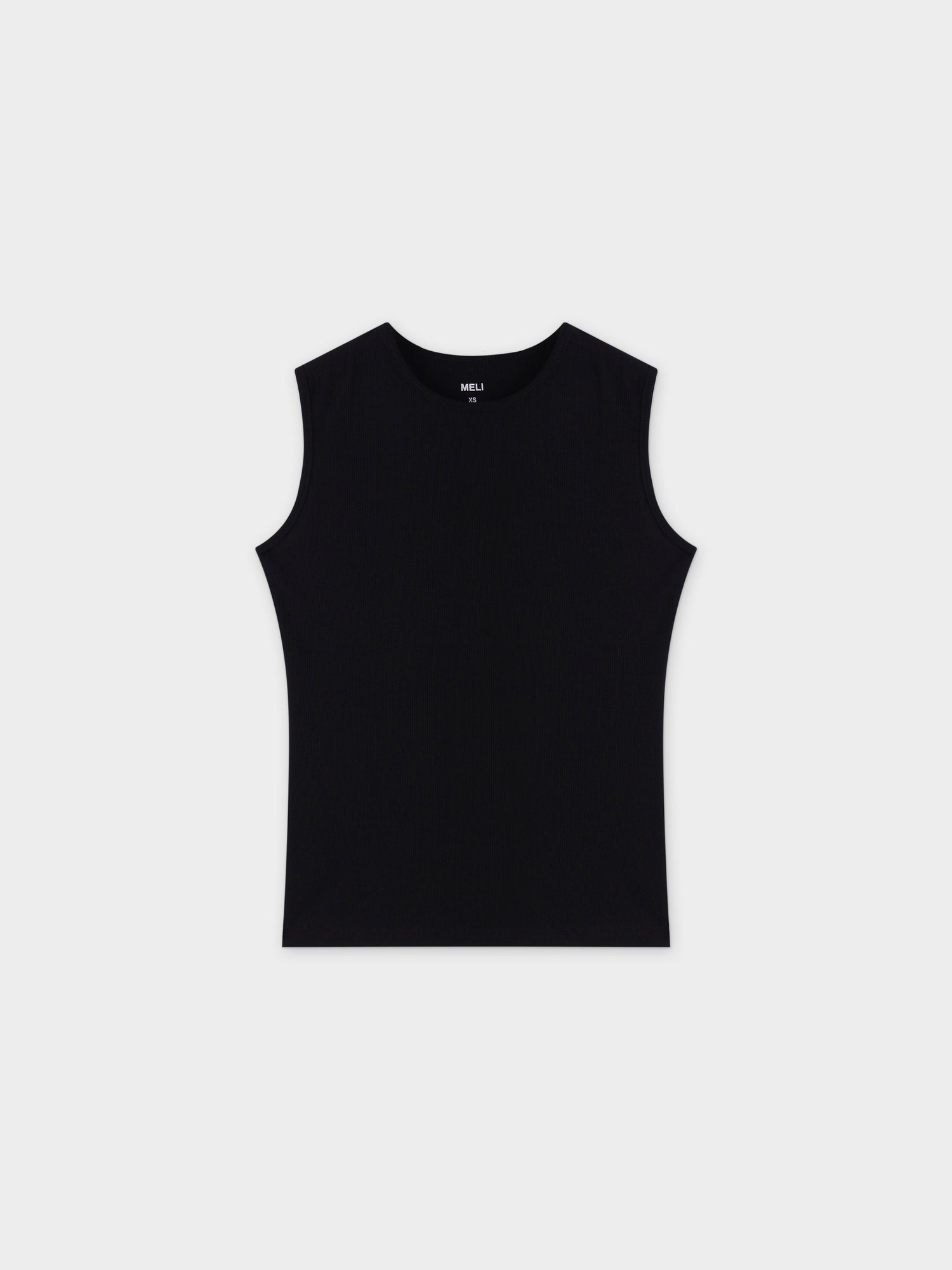 RIBBED CREW SLEEVELESS SHELL-BLACK