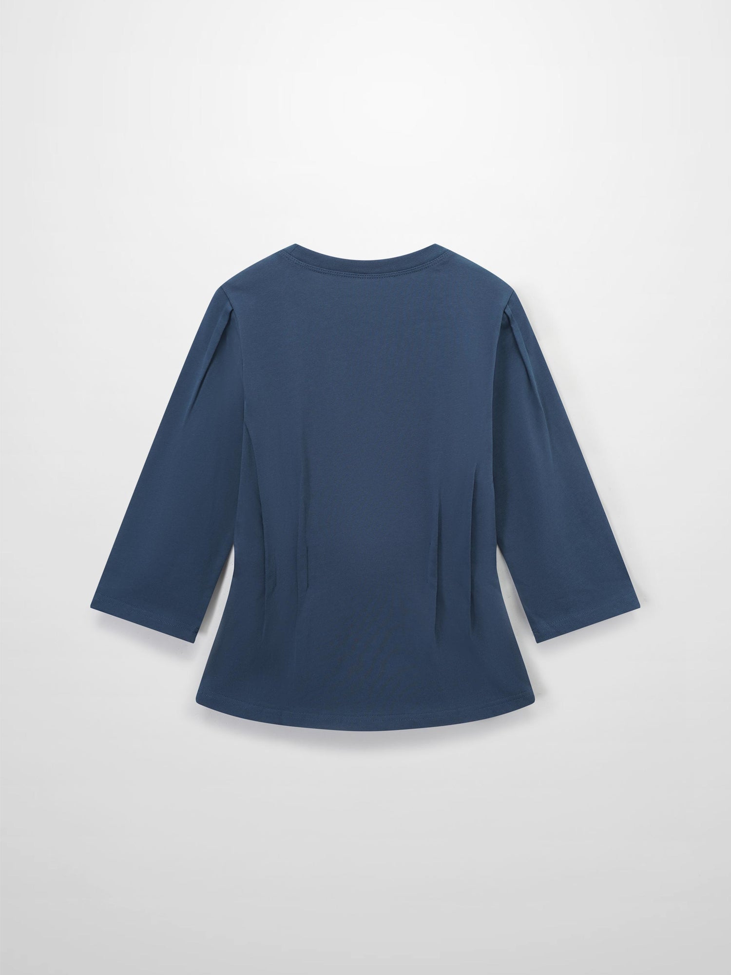 Pleat Seam T-shirt-Denim Blue