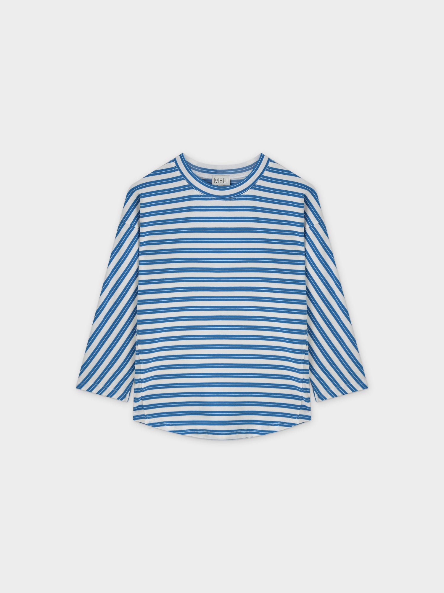 Striped Boxy Tee-Blue/White