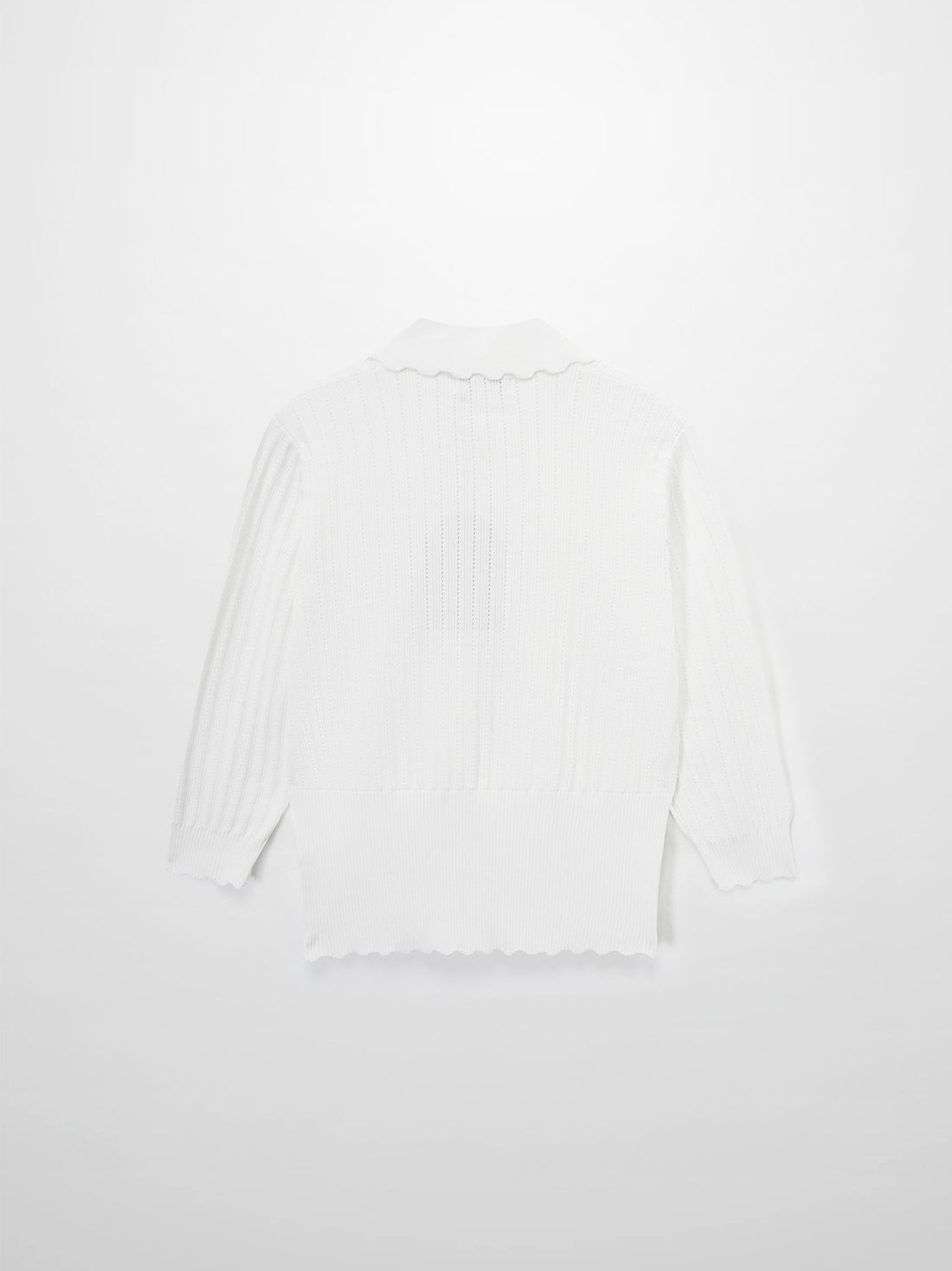 Wide Band Pointelle Sweater-White