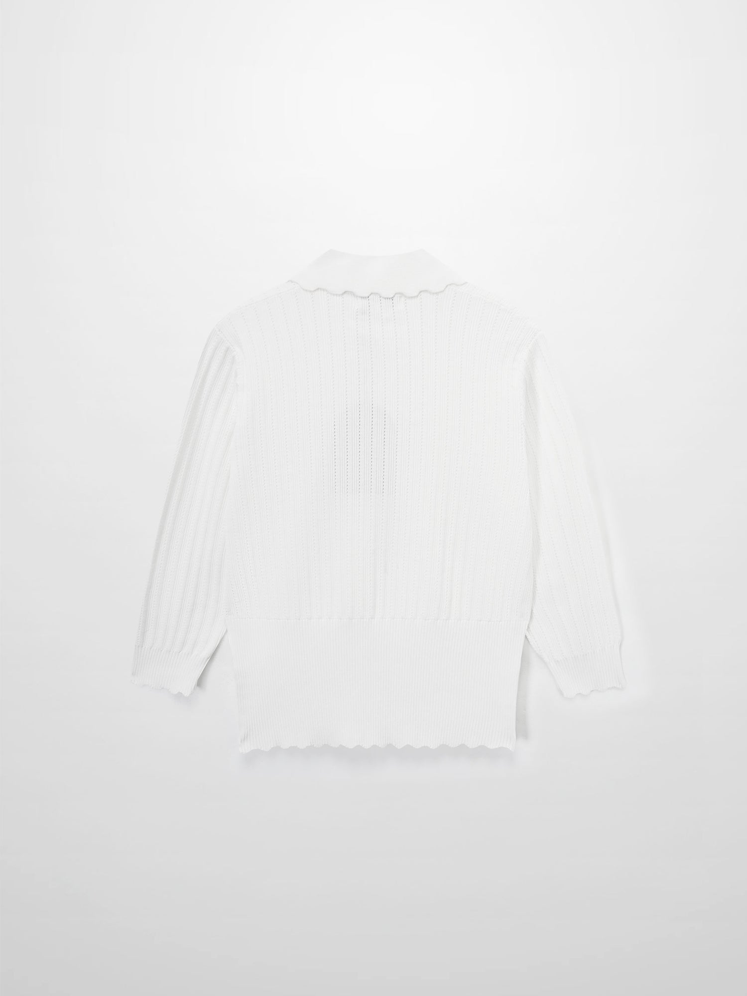 Wide Band Pointelle Sweater-White