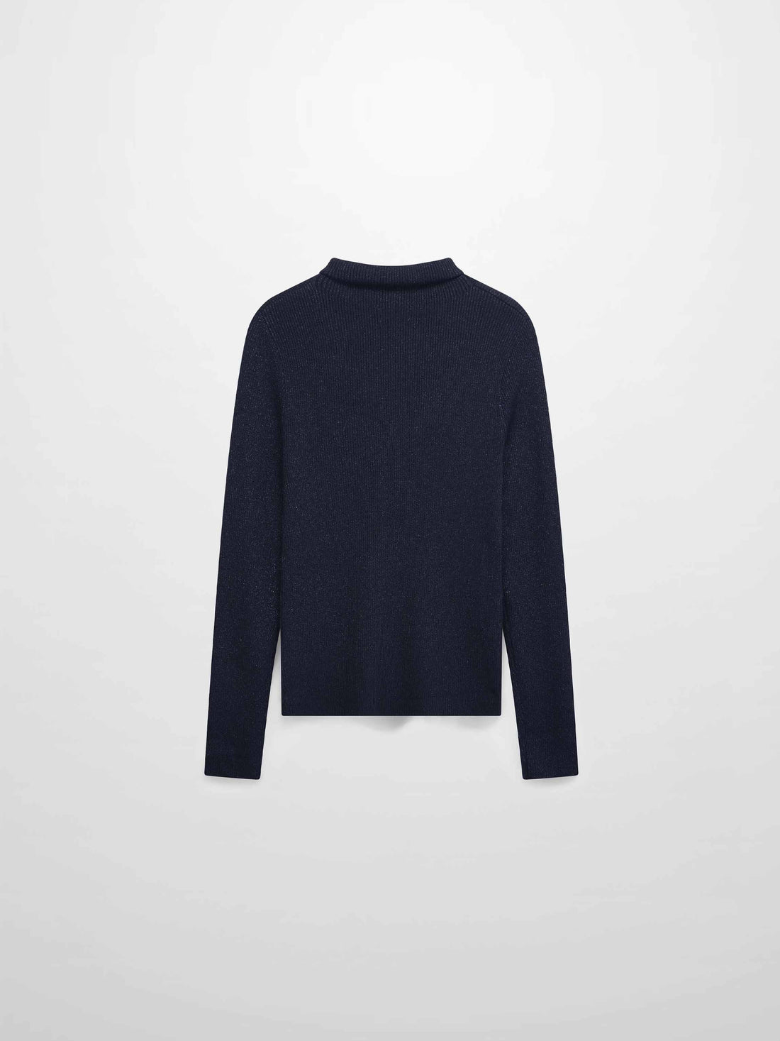 Lurex Ribbed Knit Turtleneck-Navy