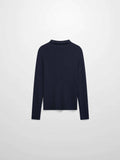 Lurex Ribbed Knit Turtleneck-Navy