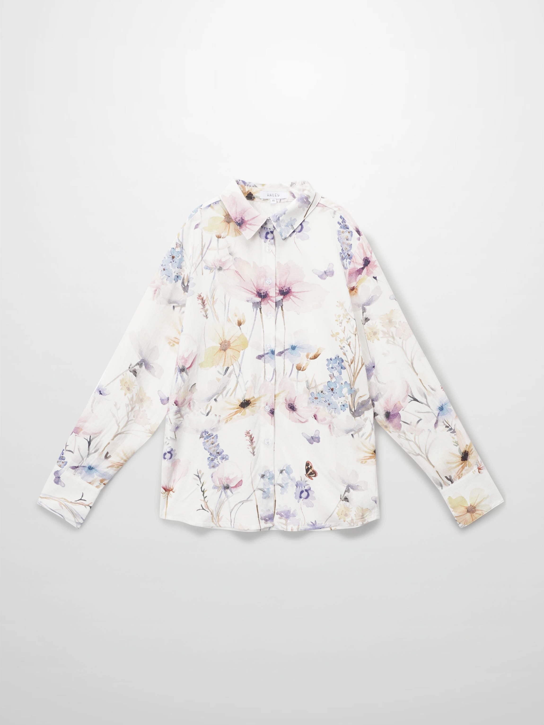 Printed Linen Blend Blouse-Scattered Flowers