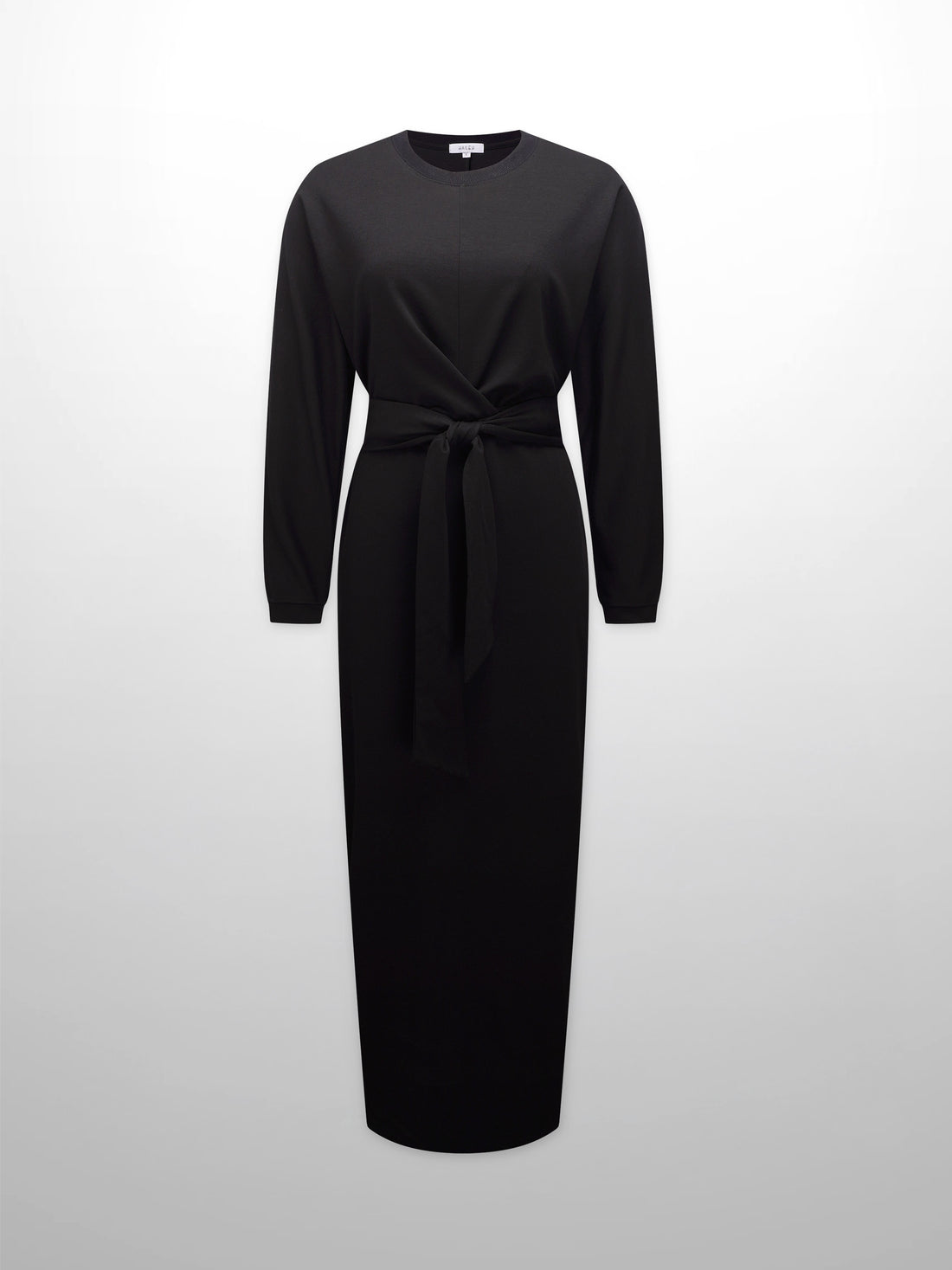 Wrap Tie T-Shirt Maxi Dress-Black