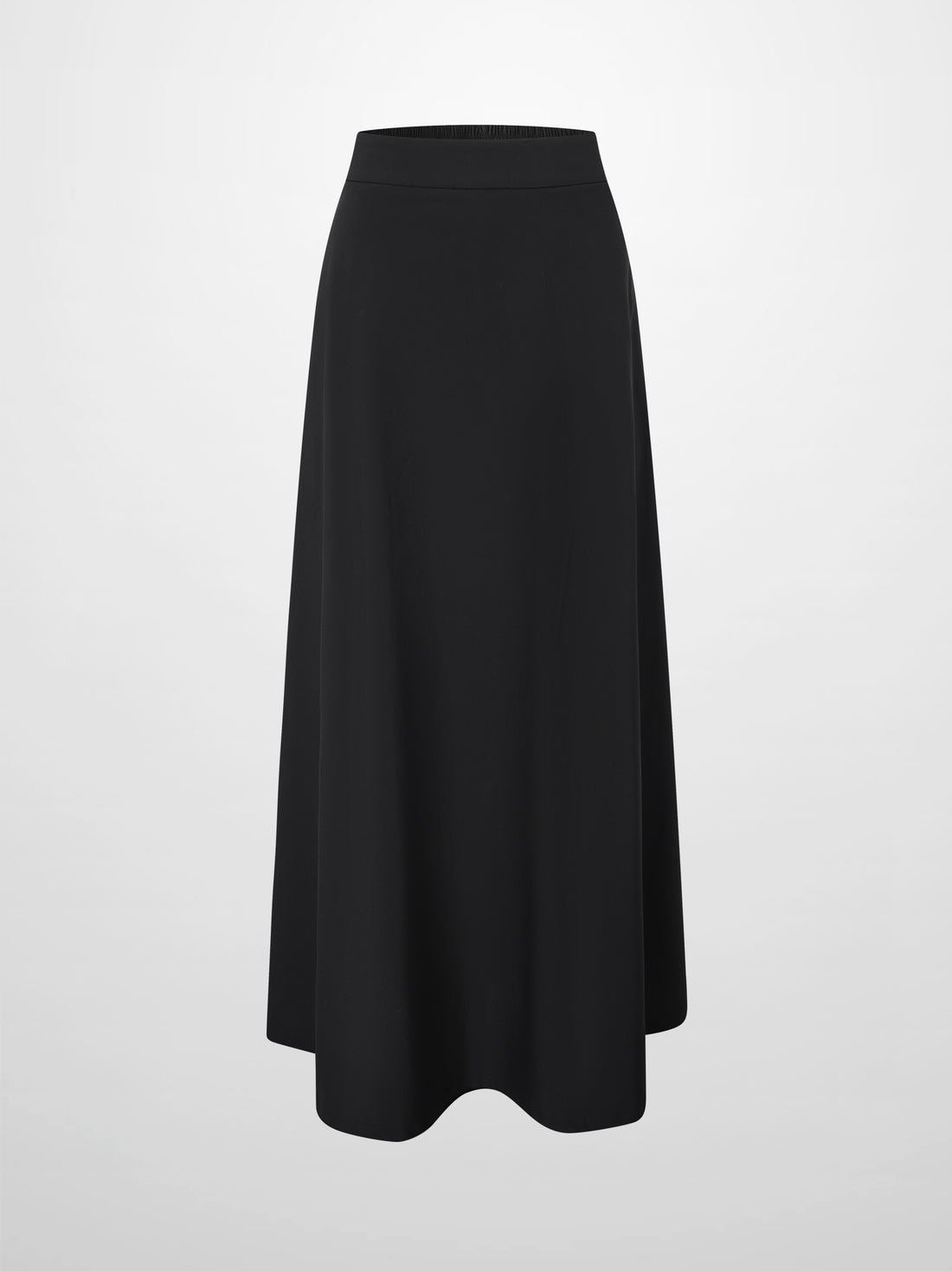 Elastic Back Maxi Cotton Blend Skirt-Black
