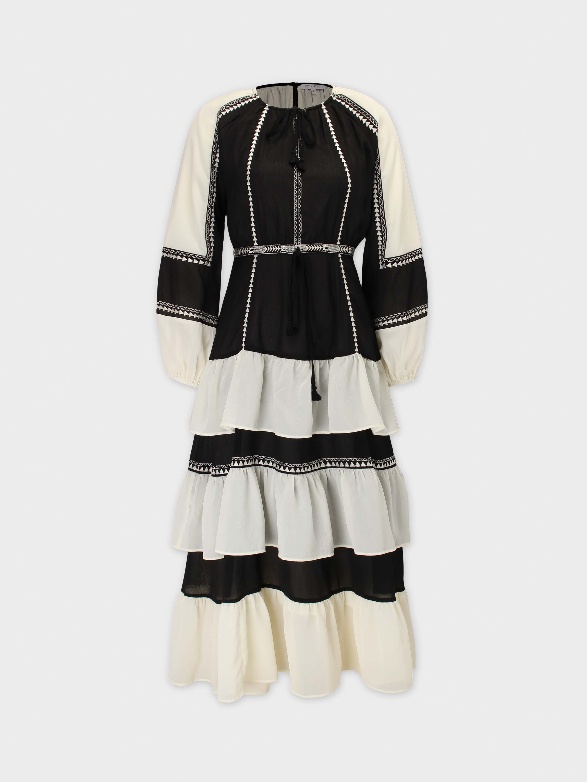 Tiered Dress-Black/White