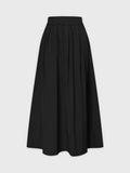 Gathered Waist Skirt-Black