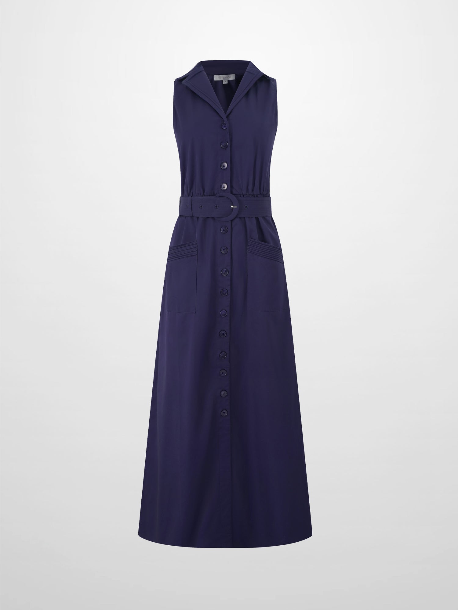 Button Down Belted Jumper-Navy