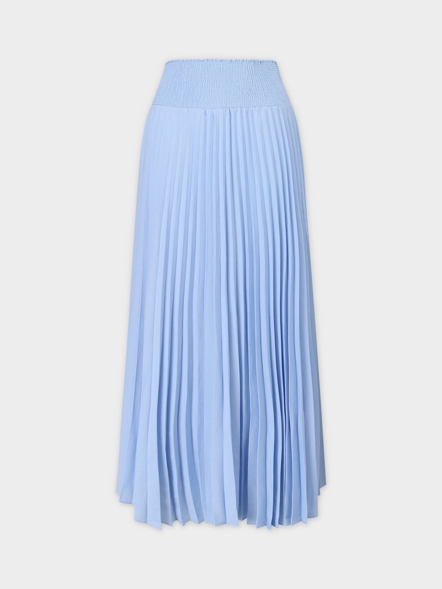 SHIRRED WAIST PLEATED SKIRT (LONG)-LIGHT BLUE