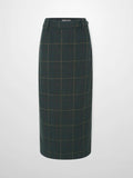 Straight Maxi Skirt - Green Plaid