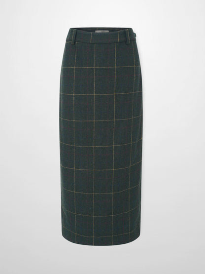 Straight Maxi Skirt - Green Plaid