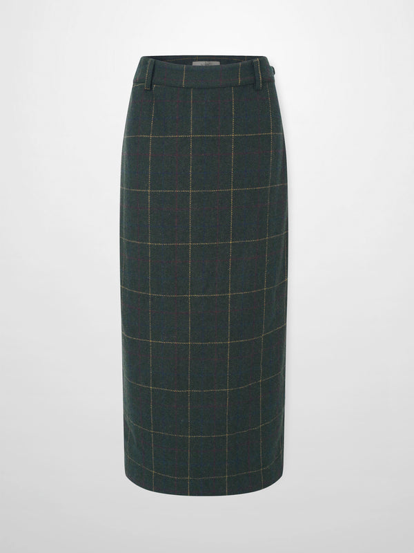 Straight Maxi Skirt - Green Plaid