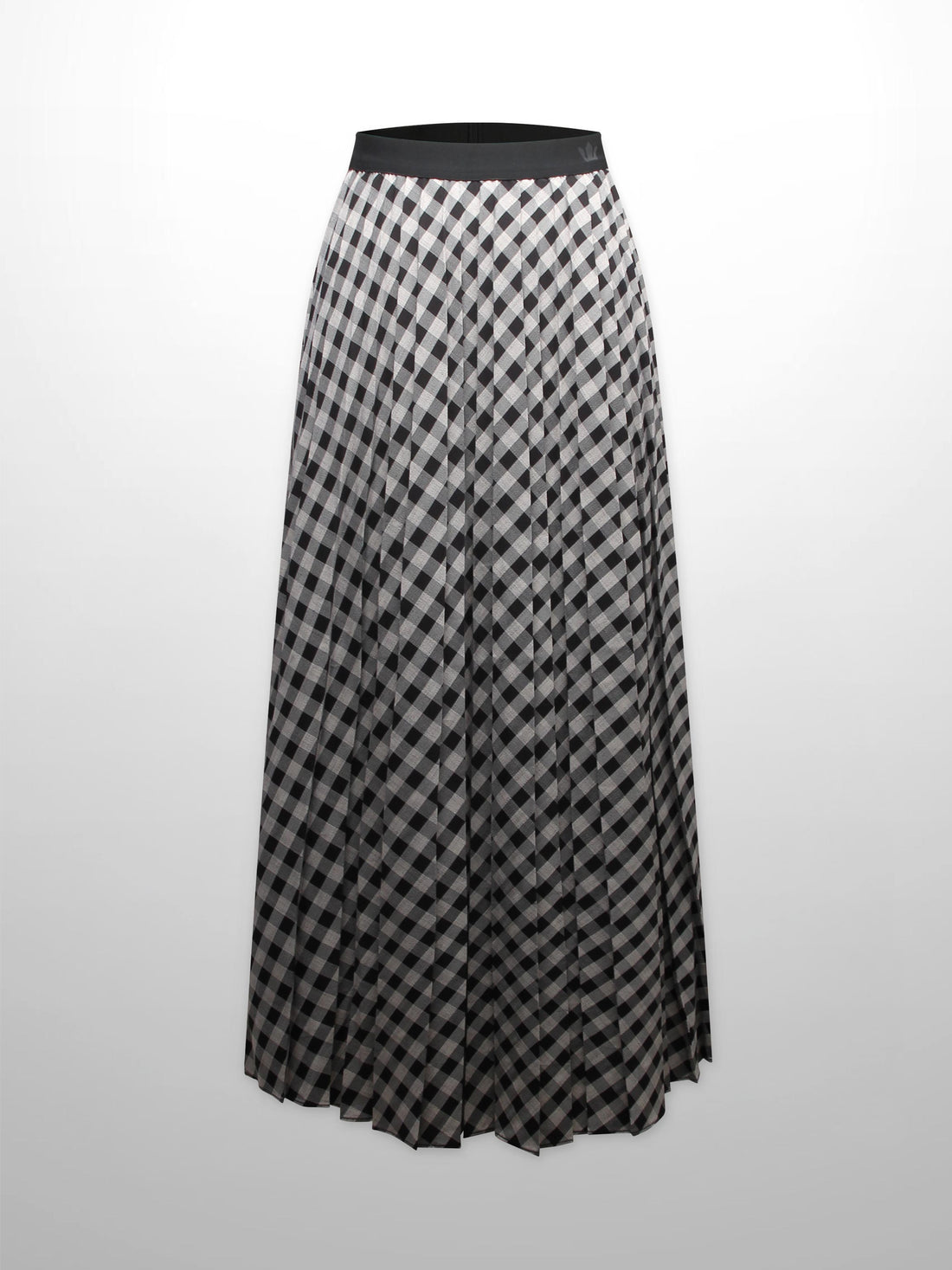 Printed Pleated Skirt-Tan/Black Gingham