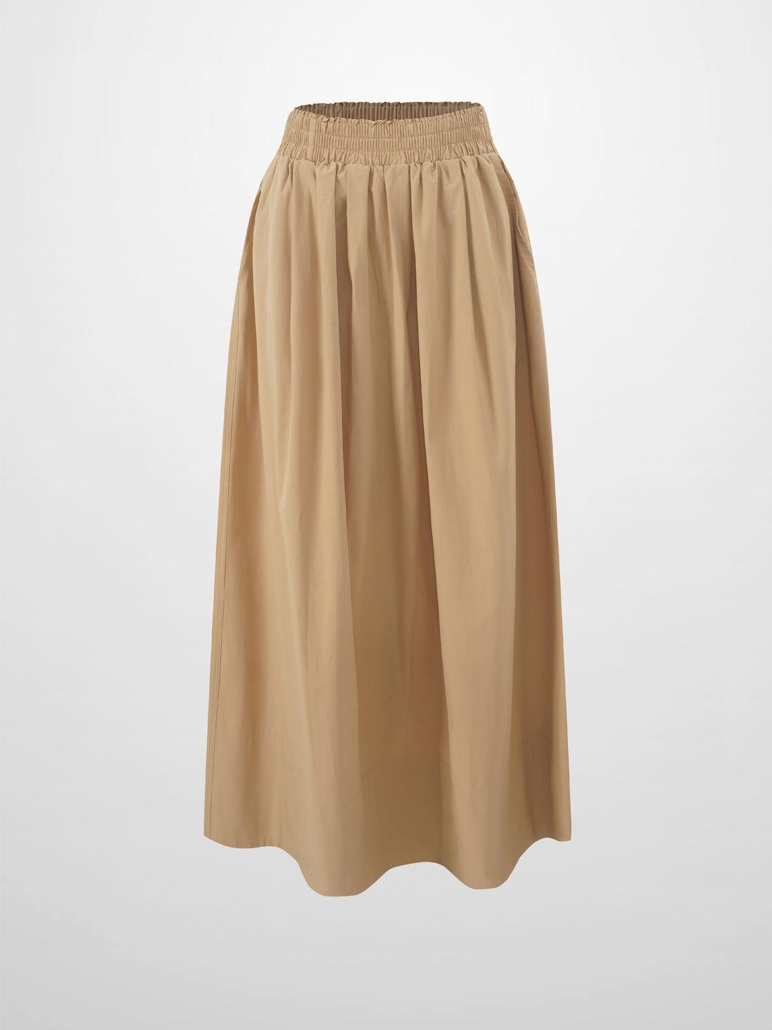 Elastic Waist Gathered Skirt-Sand