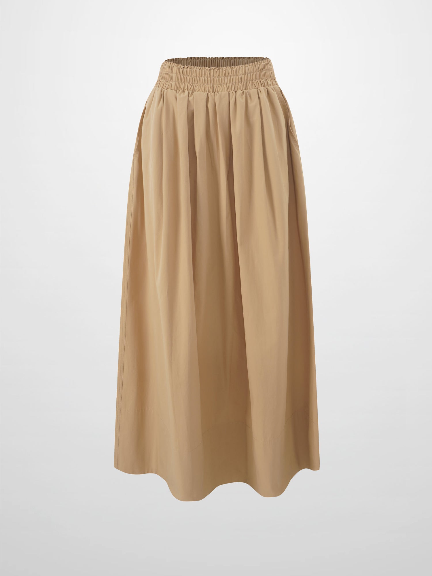 Elastic Waist Gathered Skirt-Sand