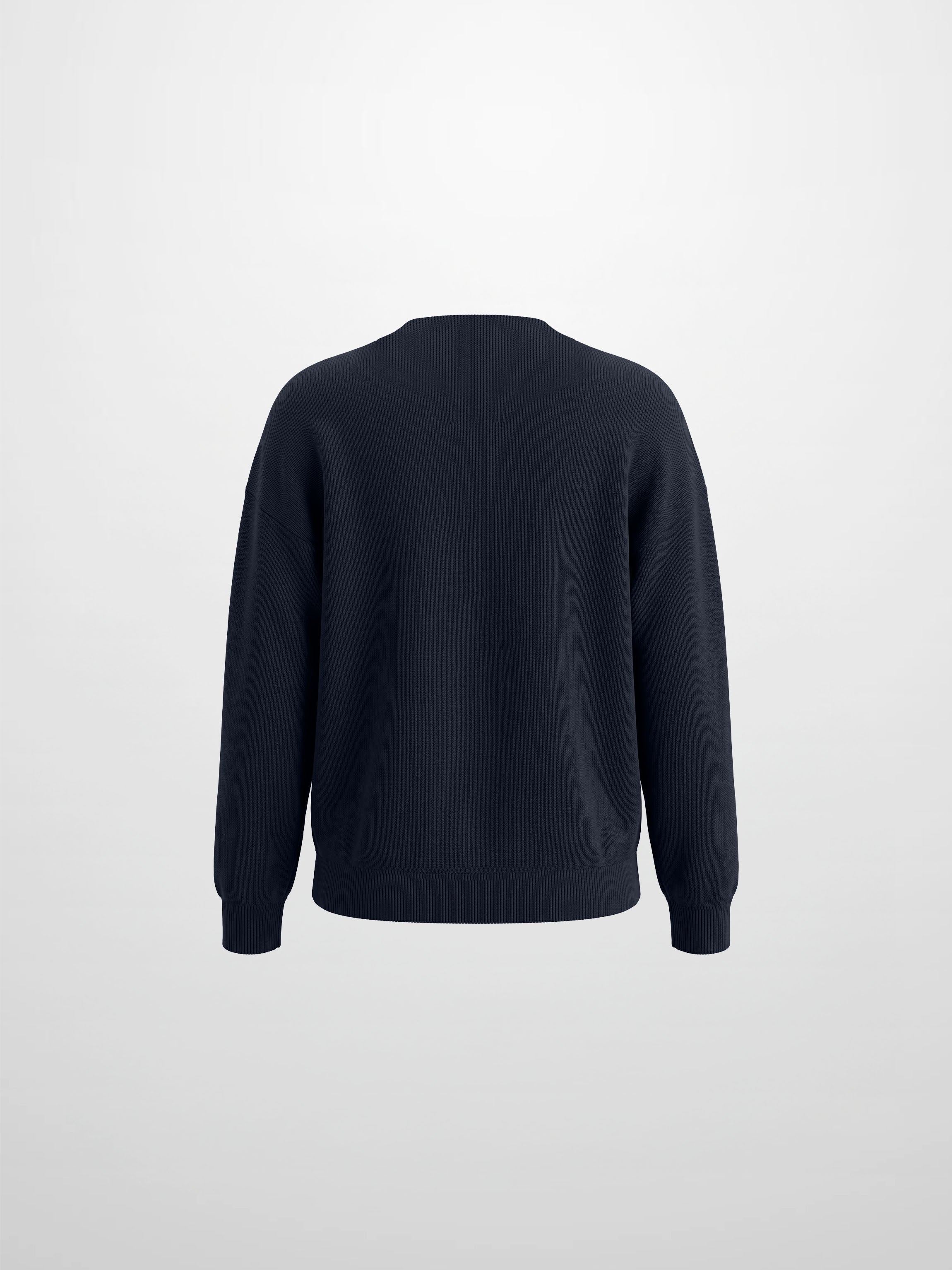 Thin Knit Center Cable Sweater - Navy