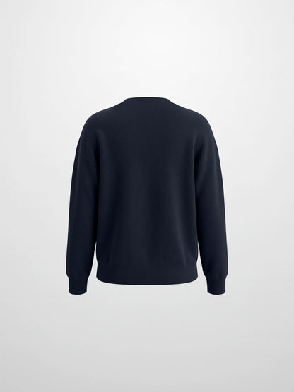 Thin Knit Center Cable Sweater - Navy