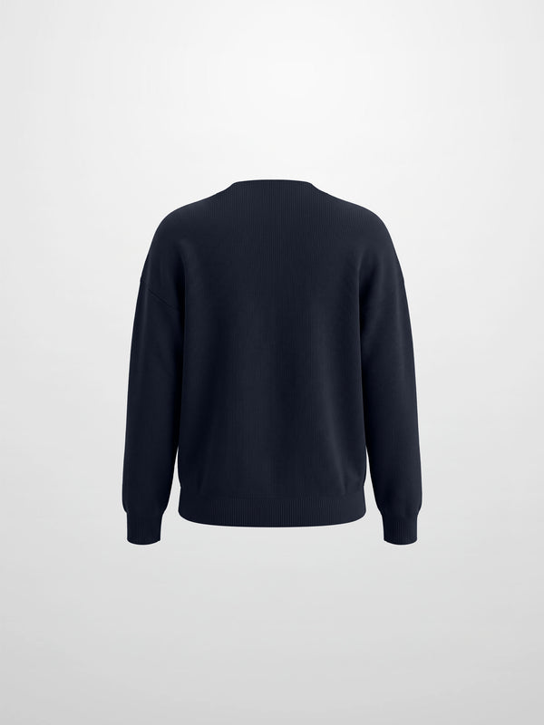 Thin Knit Center Cable Sweater - Navy