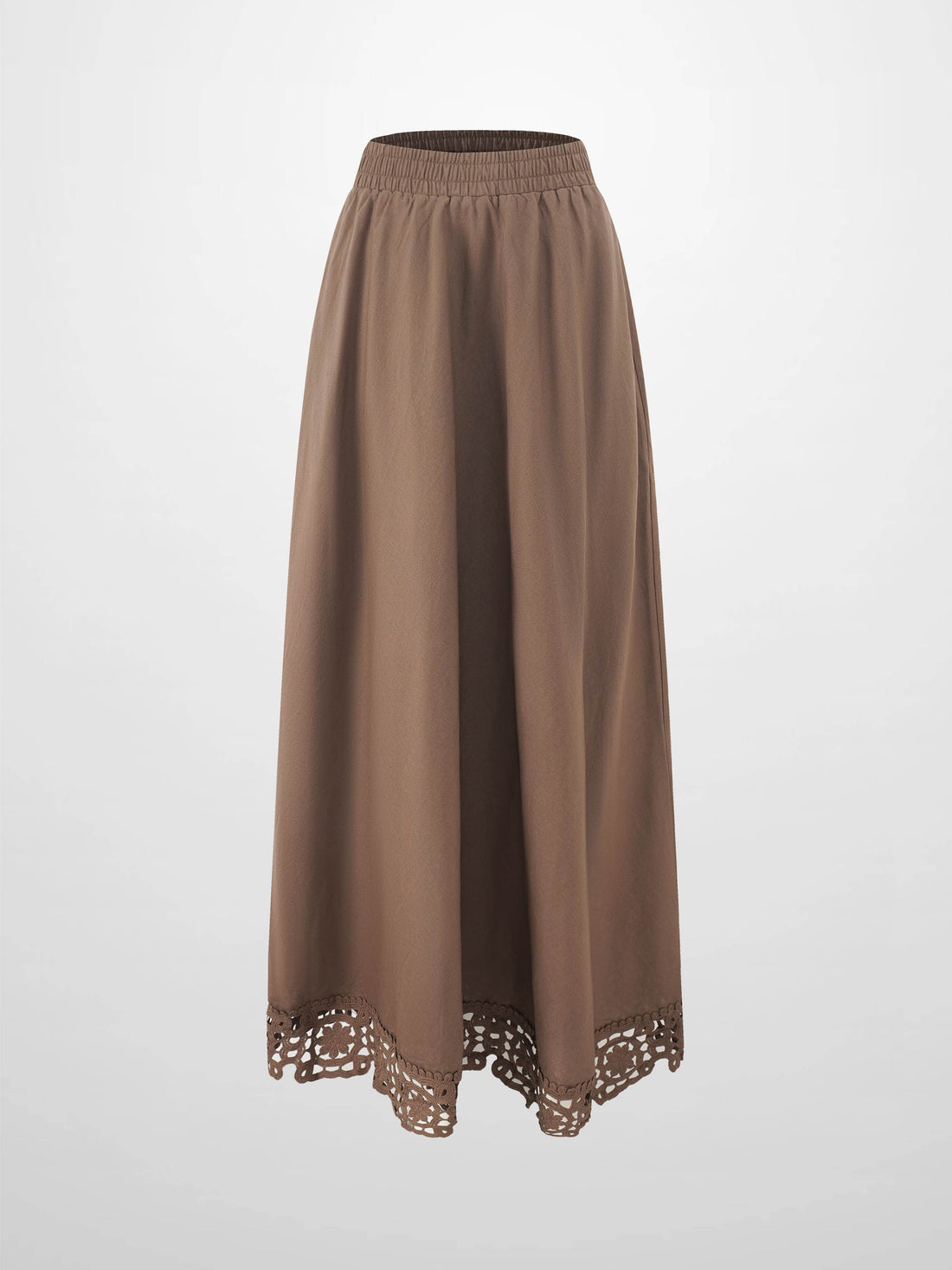 Crochet Trim Skirt-Brown