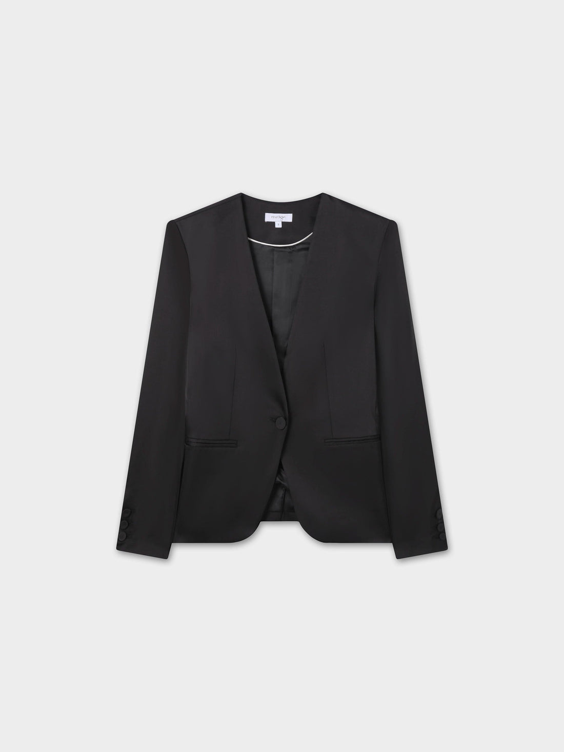 Satin Evening Blazer-Black