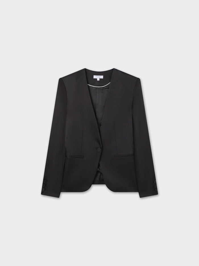 Satin Evening Blazer-Black