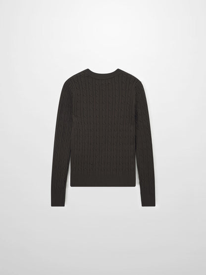Logo Cable Sweater-Brown/Blue