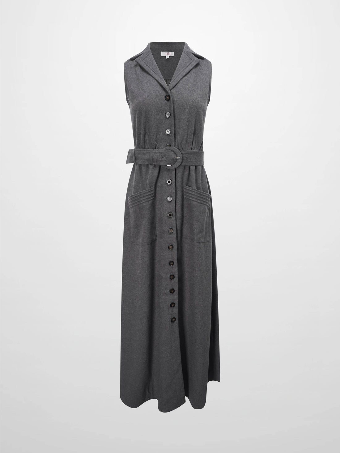 Belted Pocket Jumper-Grey