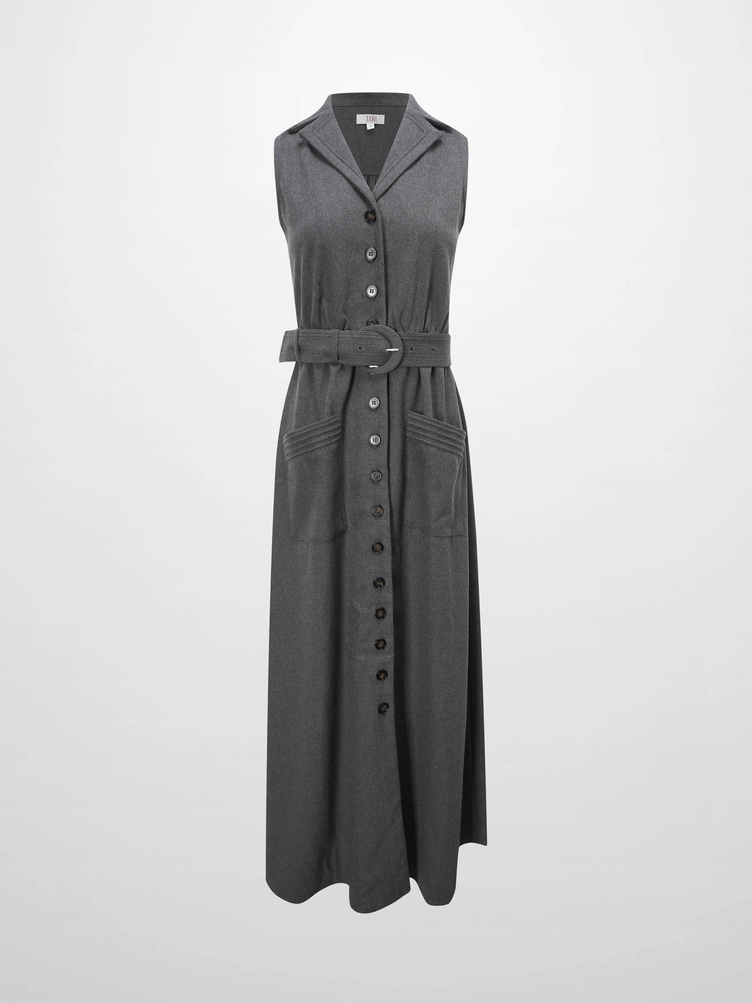 Belted Pocket Jumper-Grey
