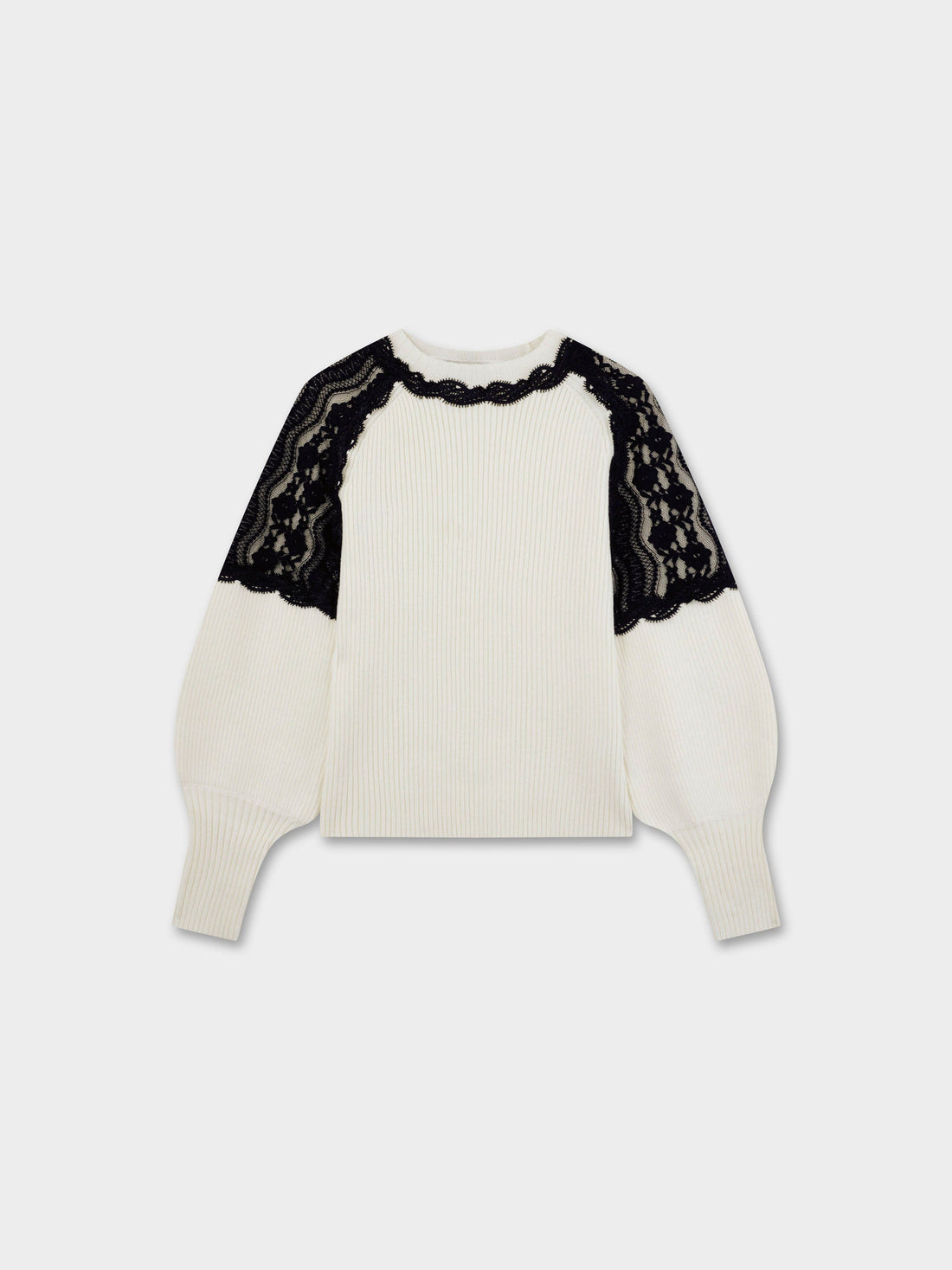 Lace Trim Sweater-Cream