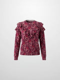 Double Ruffle Sweater - Burgundy Floral