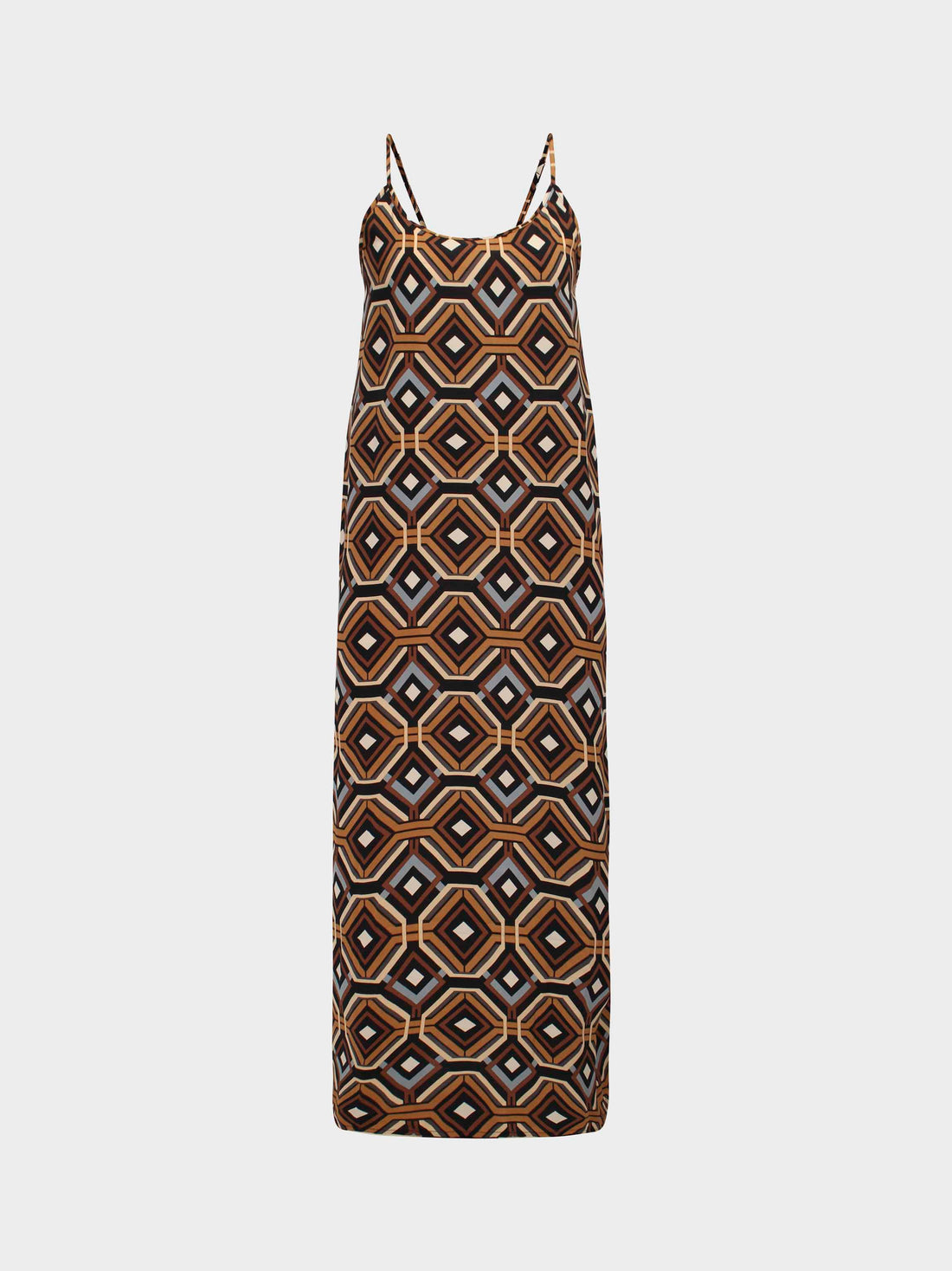 Printed Crew Neck Slip Dress-Diamond Stripes