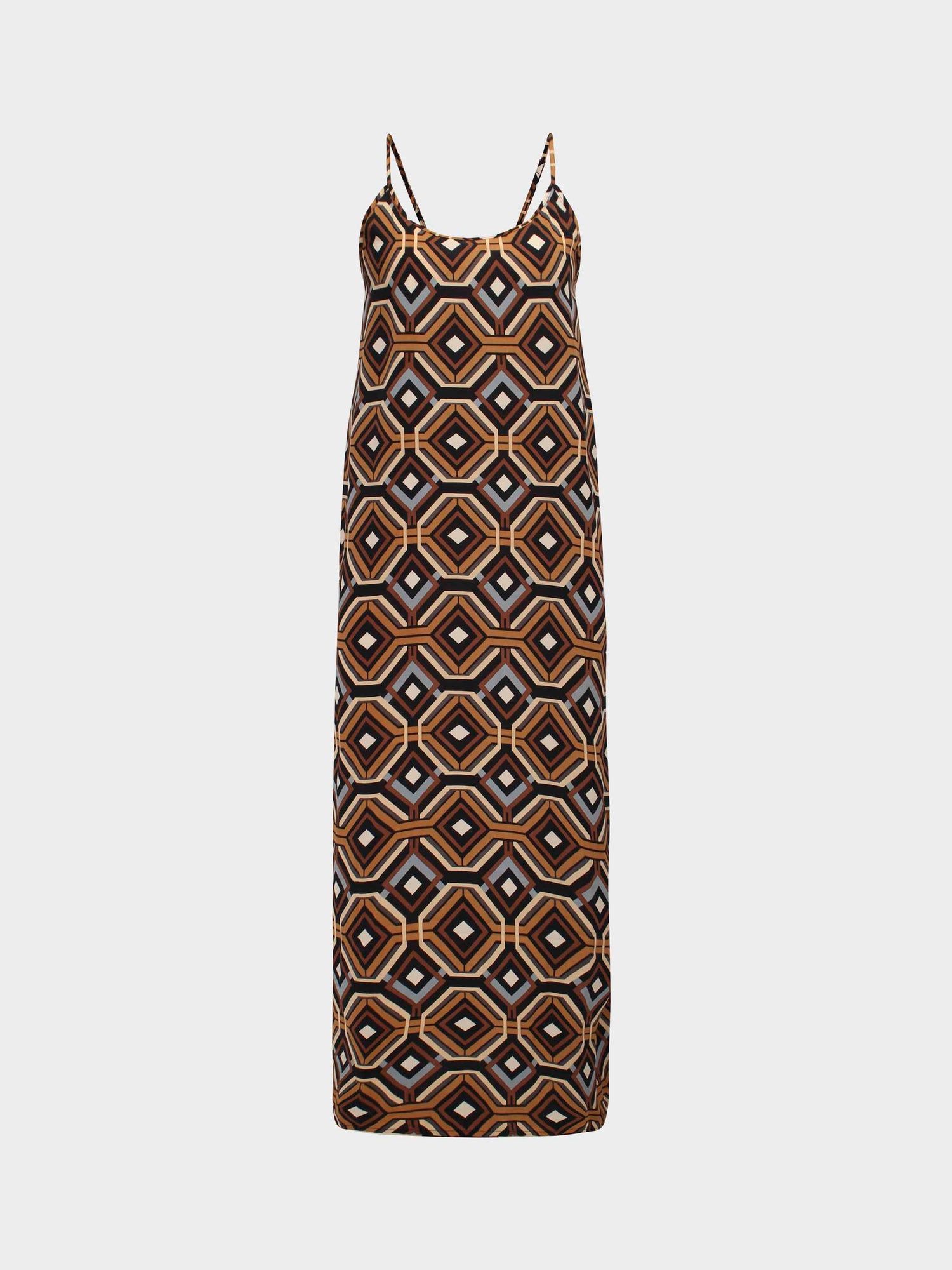 Printed Crew Neck Slip Dress-Diamond Stripes