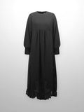 Ruffle Trim Maternity Dress-Black