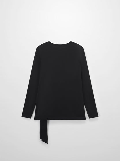 Side Tie T-Shirt-Black