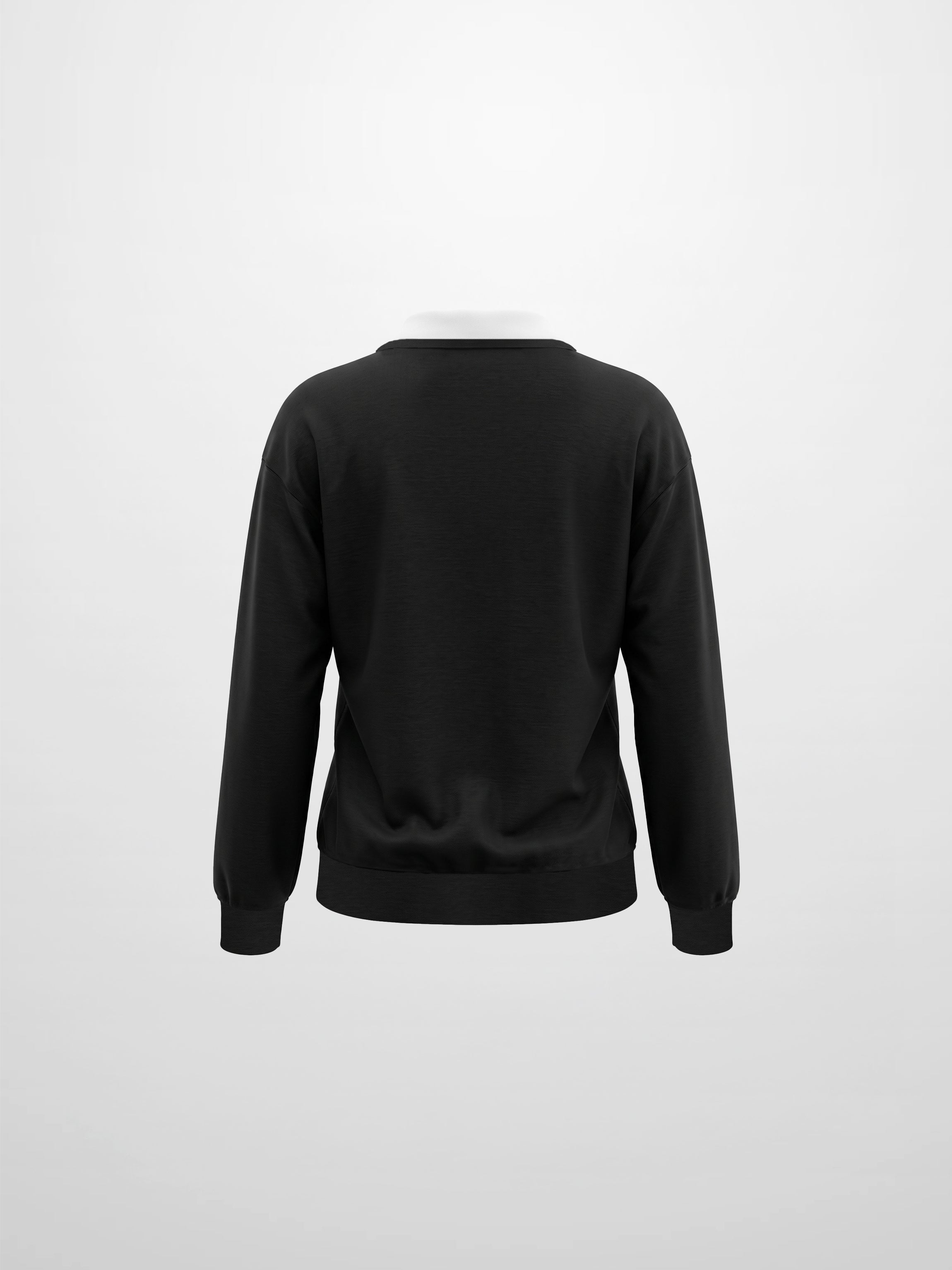Collared Logo Thin Sweatshirt - Black