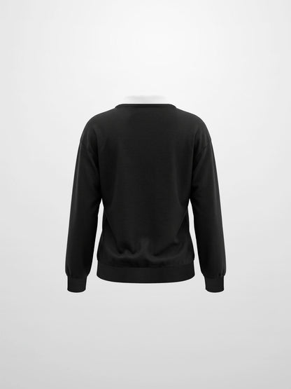 Collared Logo Thin Sweatshirt - Black