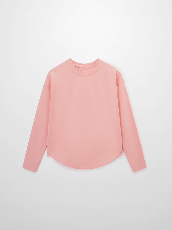 Oversized Rounded Hem T-Shirt-Peach