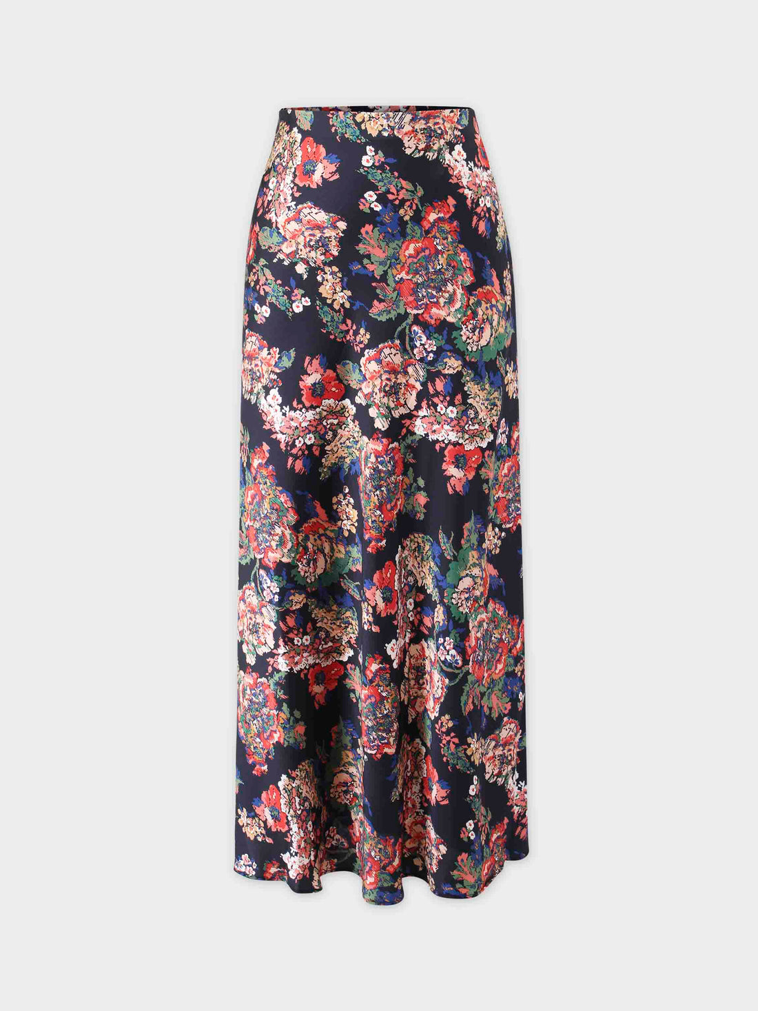 Printed Satin Slip Skirt-Vintage Floral